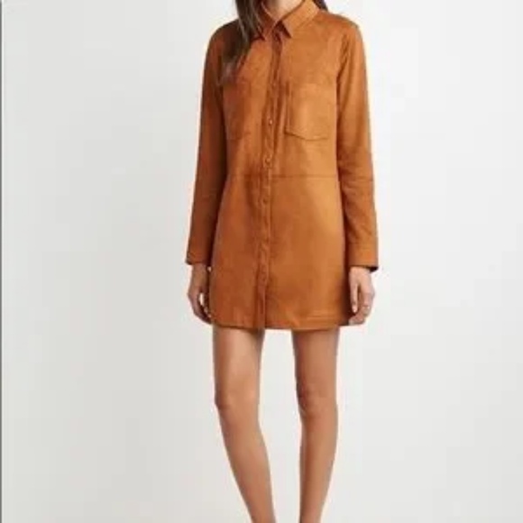 Forever 21 SUEDE SHIRT DRESS - LIKE NEW - Picture 2 of 6